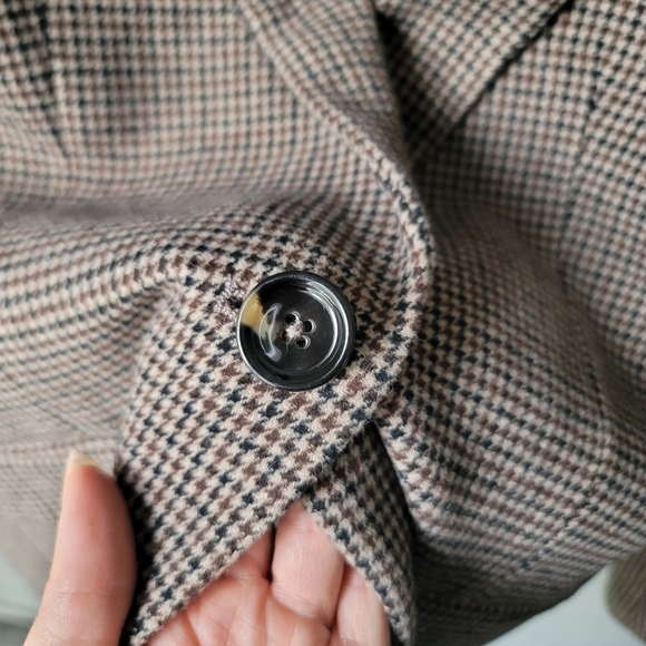 MNG Mango Houndstooth Single Button Tailored Blazer, Size Small, Color Brown - Picture 5 of 11